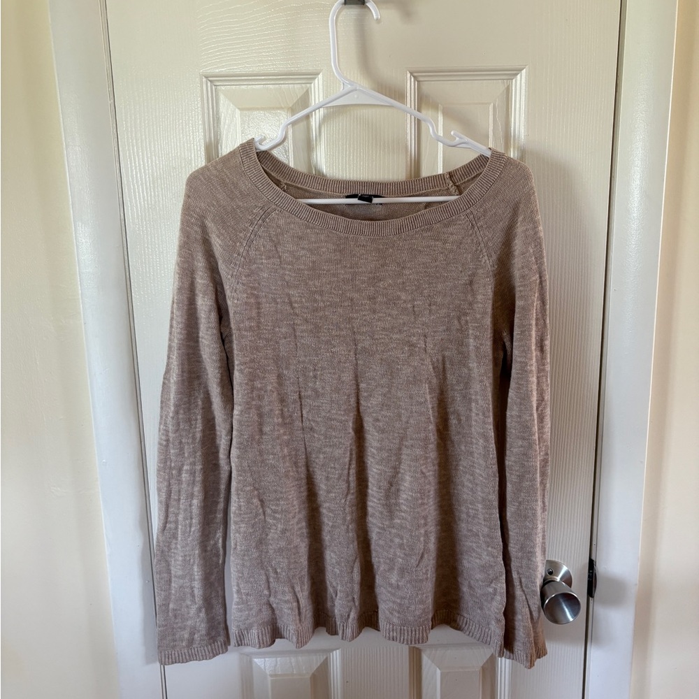 GAP Light Taupe Boat-Neck Knit Sweater